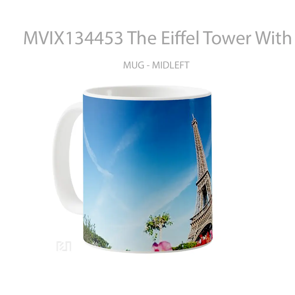Mug The Eiffel Tower With Flowers Gelas Pemandangan Alam - All-side / Desain