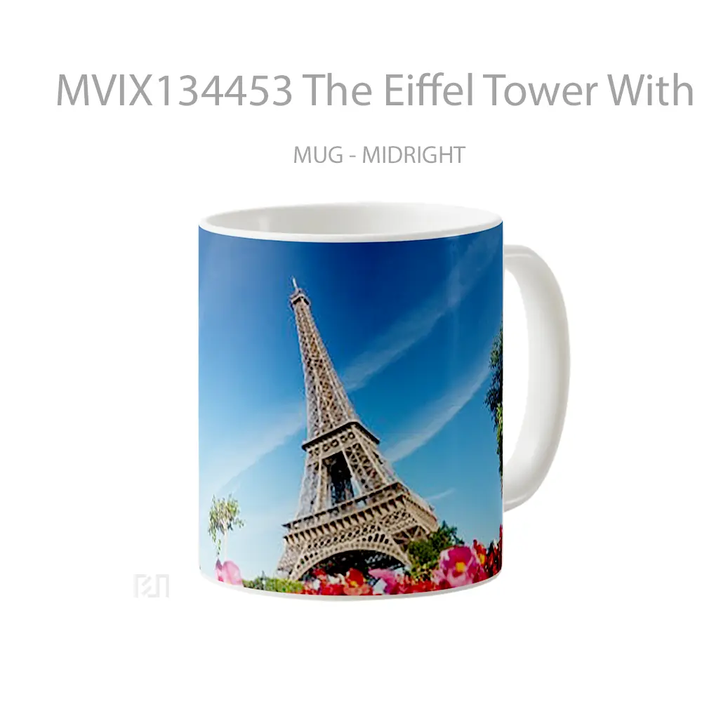 Mug The Eiffel Tower With Flowers Gelas Pemandangan Alam - All-side / Desain