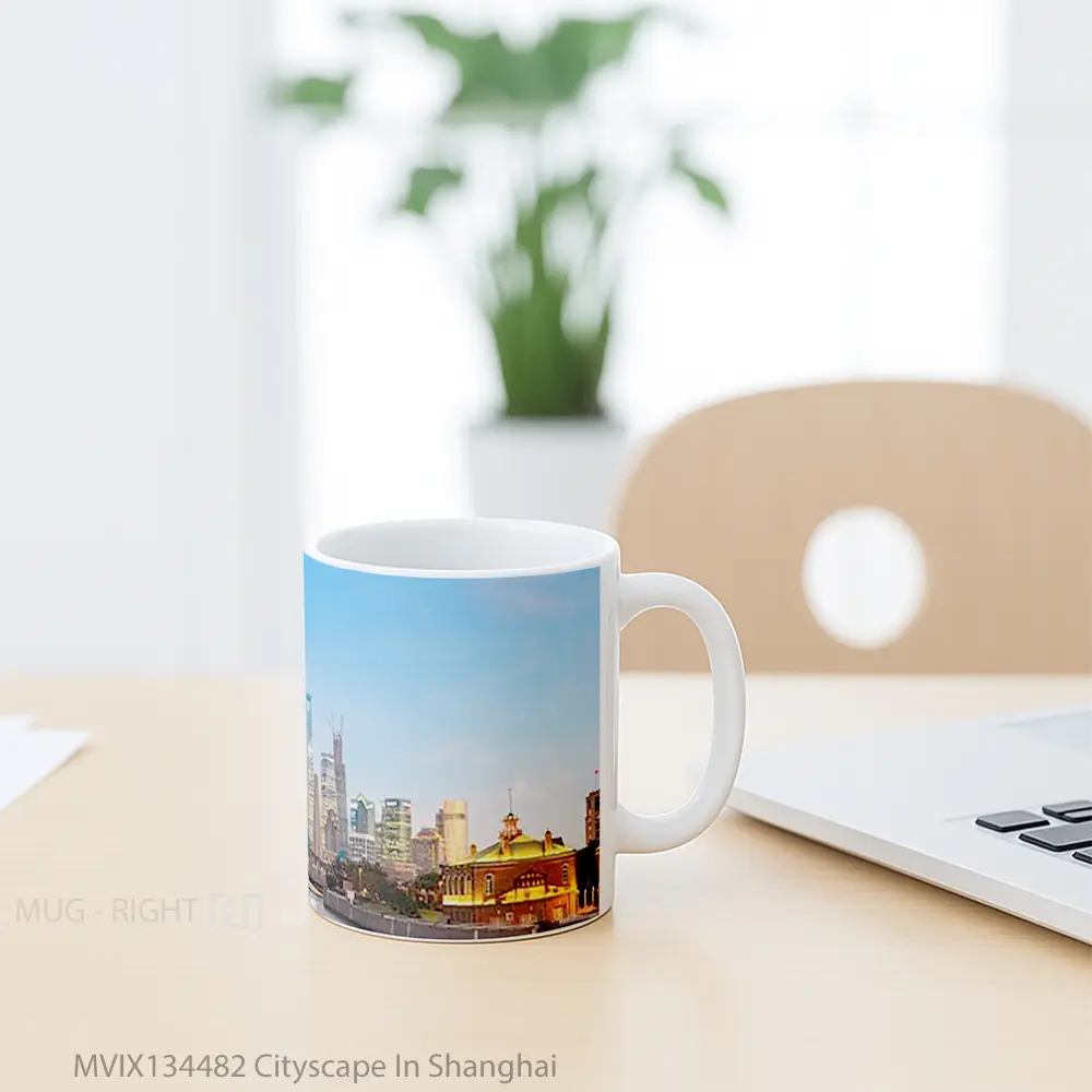 Mug Cityscape In Shanghai Gelas Keramik Unik - All-side / Desain