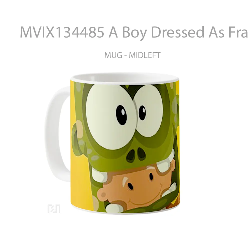 Mug A Boy Dressed As Frankenstein Gelas Keramik Unik - All-side / Desain