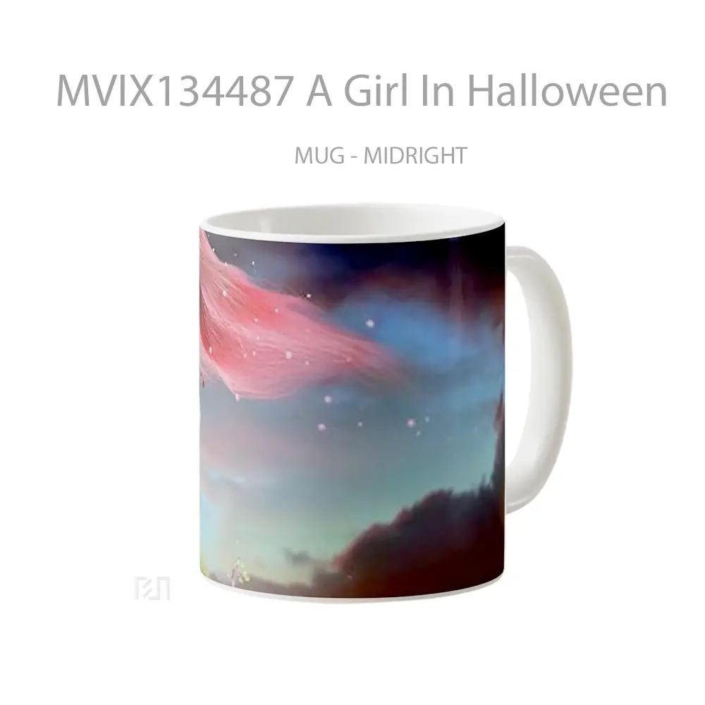 Mug A Girl In Halloween Gelas Keramik Unik - All-side / Desain
