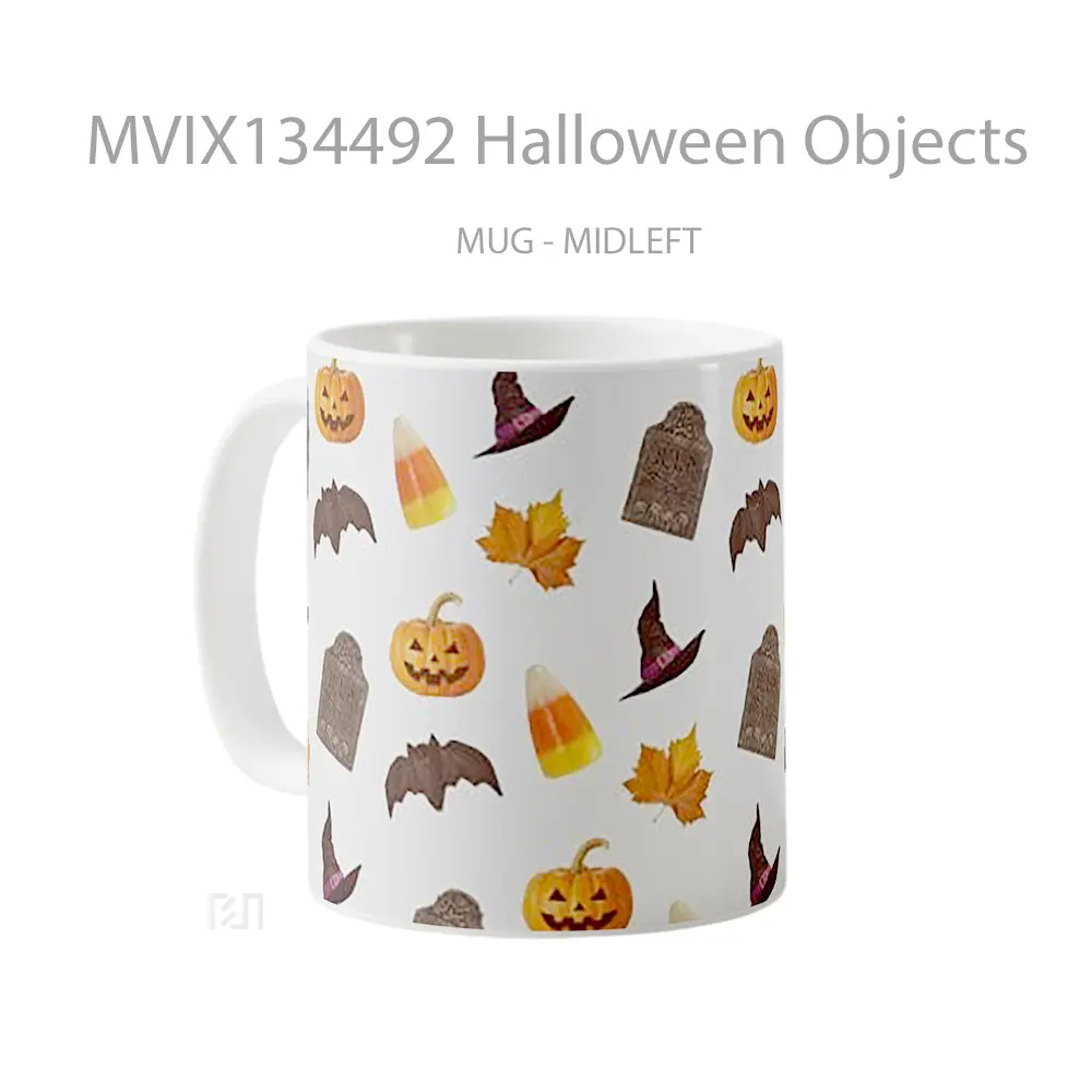 Mug Halloween Objects Gelas Keramik Unik - All-side / Desain