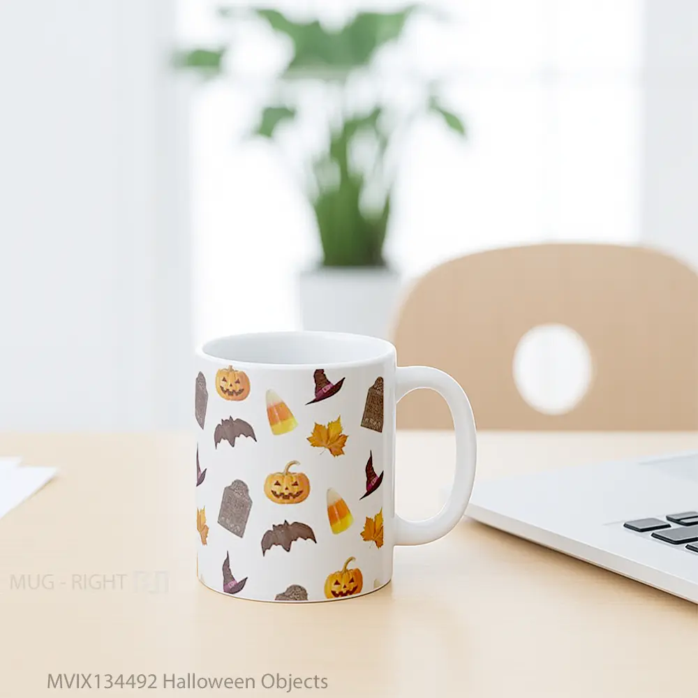Mug Halloween Objects Gelas Keramik Unik - All-side / Desain