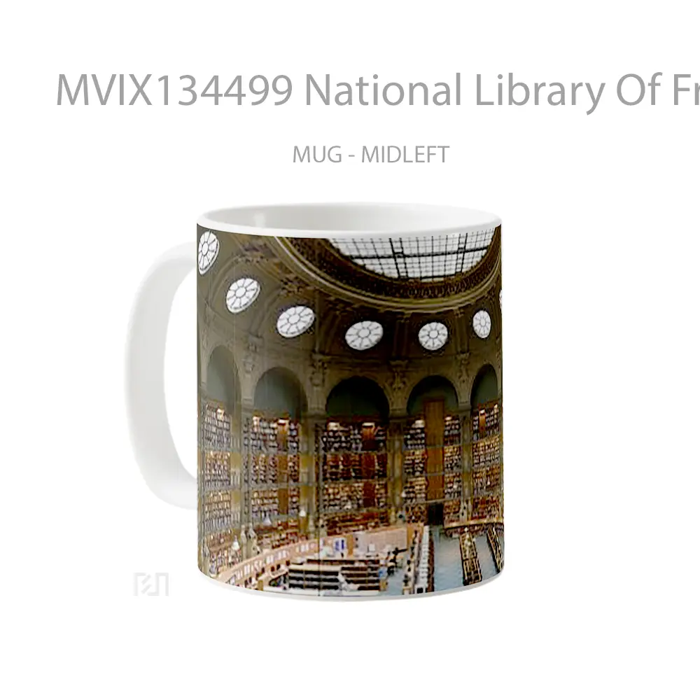 Mug National Library Of France Gelas Keramik Unik - All-side / Desain