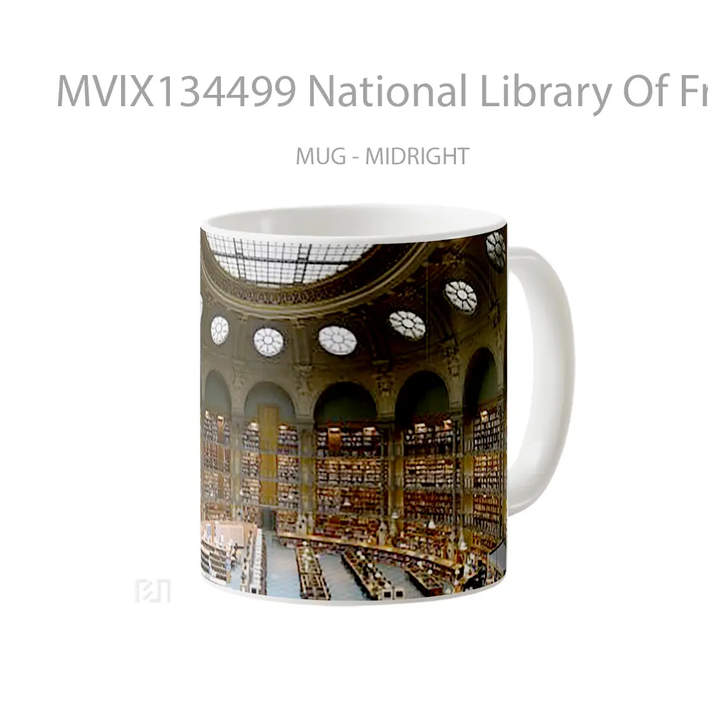 Mug National Library Of France Gelas Keramik Unik - All-side / Desain