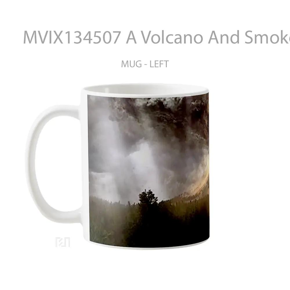 Mug A Volcano And Smoke Gelas Keramik Unik - All-side / Desain