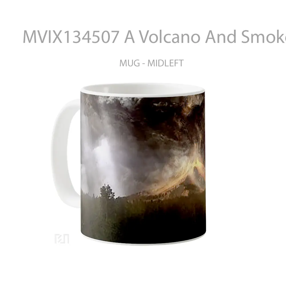 Mug A Volcano And Smoke Gelas Keramik Unik - All-side / Desain