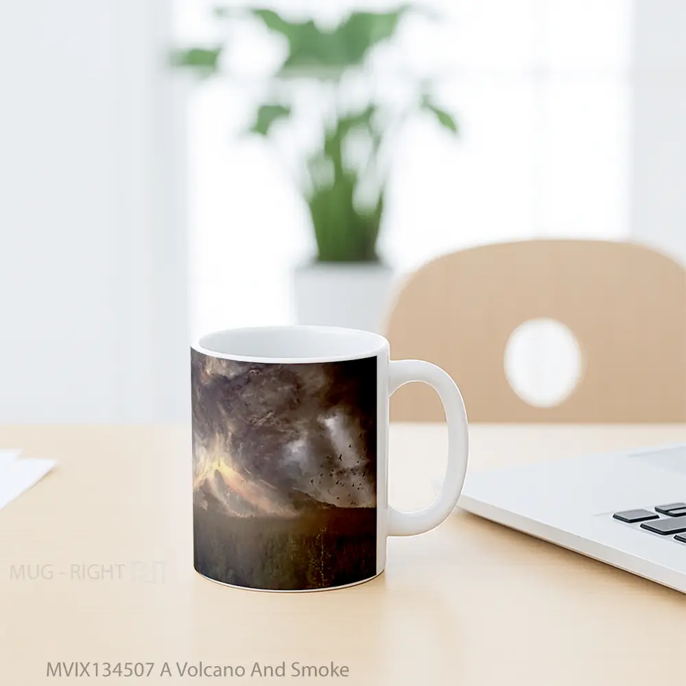 Mug A Volcano And Smoke Gelas Keramik Unik - All-side / Desain