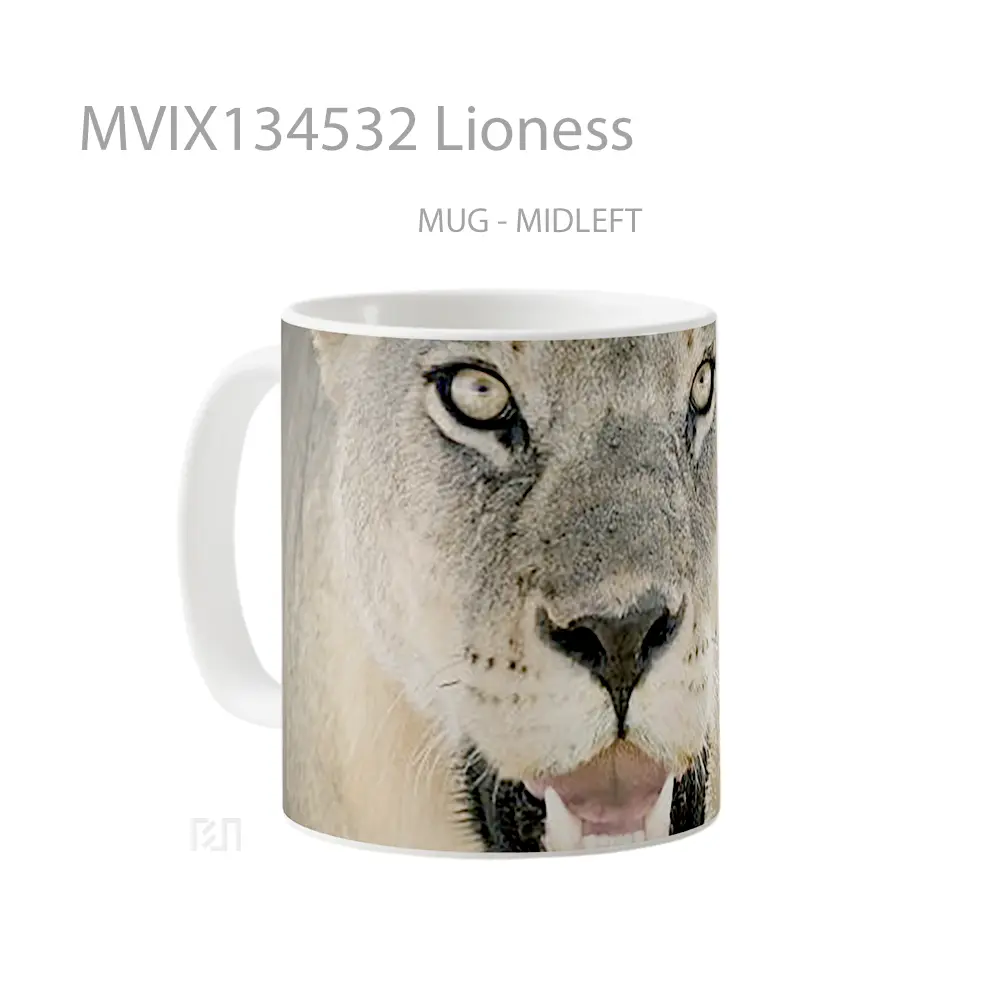 Mug Lioness Gelas Keramik Unik - All-side / Desain