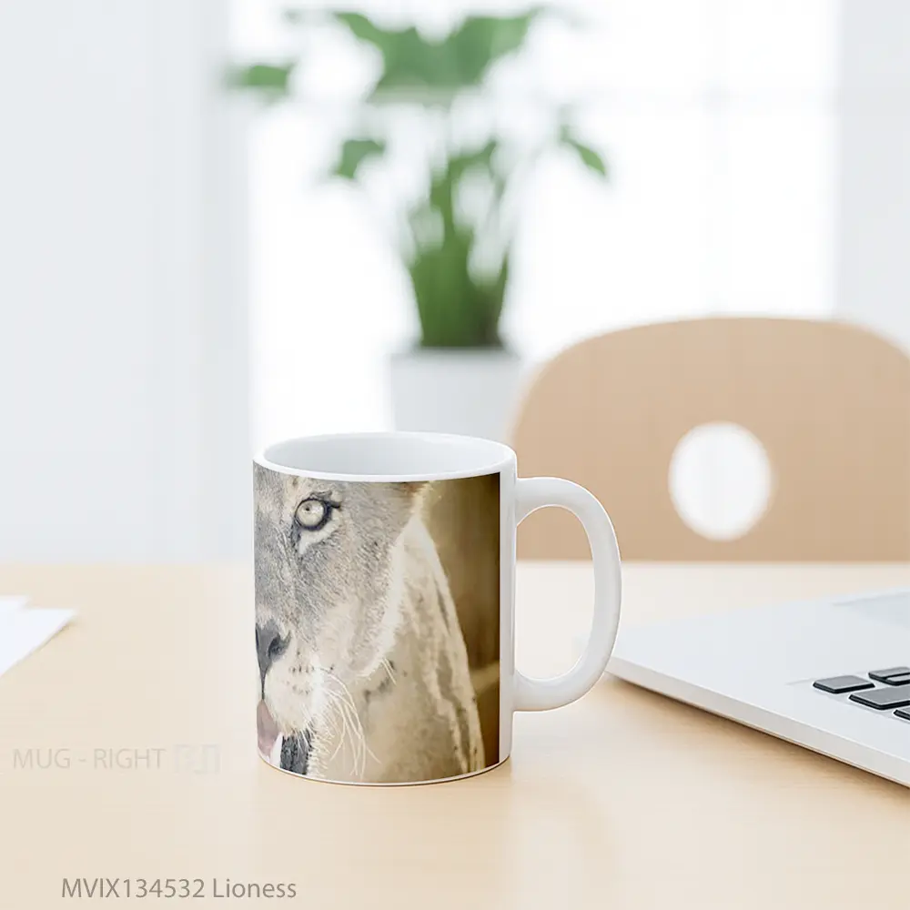 Mug Lioness Gelas Keramik Unik - All-side / Desain