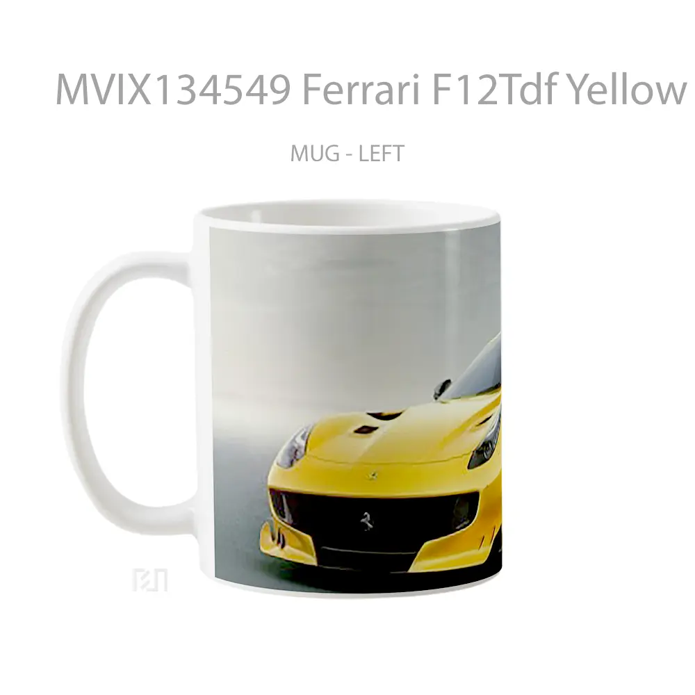 Mug Ferrari F12Tdf Yellow Cangkir Mobil - All-side / Desain