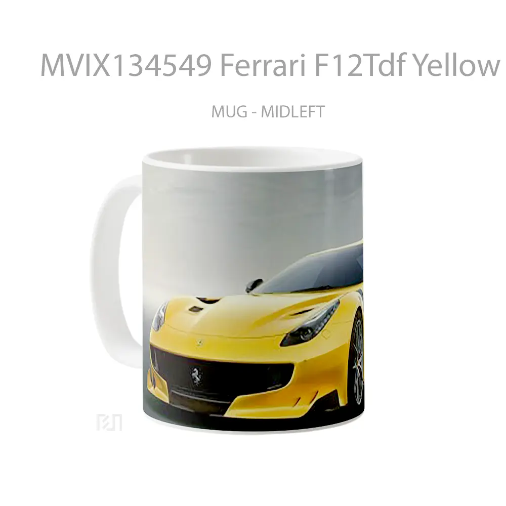 Mug Ferrari F12Tdf Yellow Cangkir Mobil - All-side / Desain