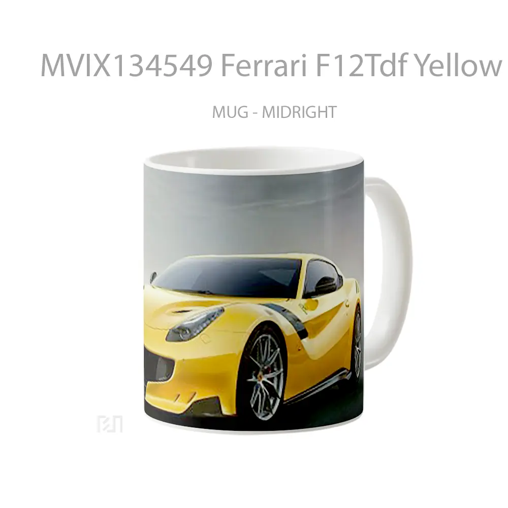 Mug Ferrari F12Tdf Yellow Cangkir Mobil - All-side / Desain