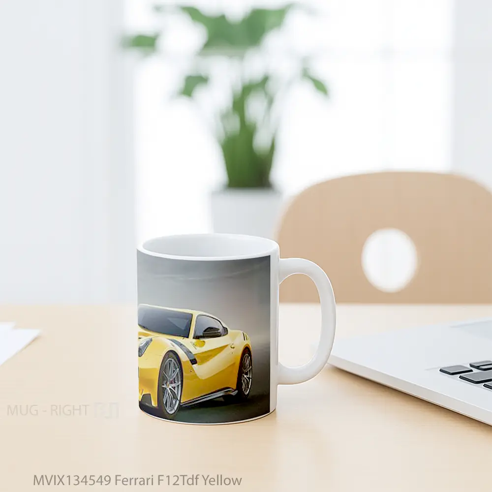 Mug Ferrari F12Tdf Yellow Cangkir Mobil - All-side / Desain