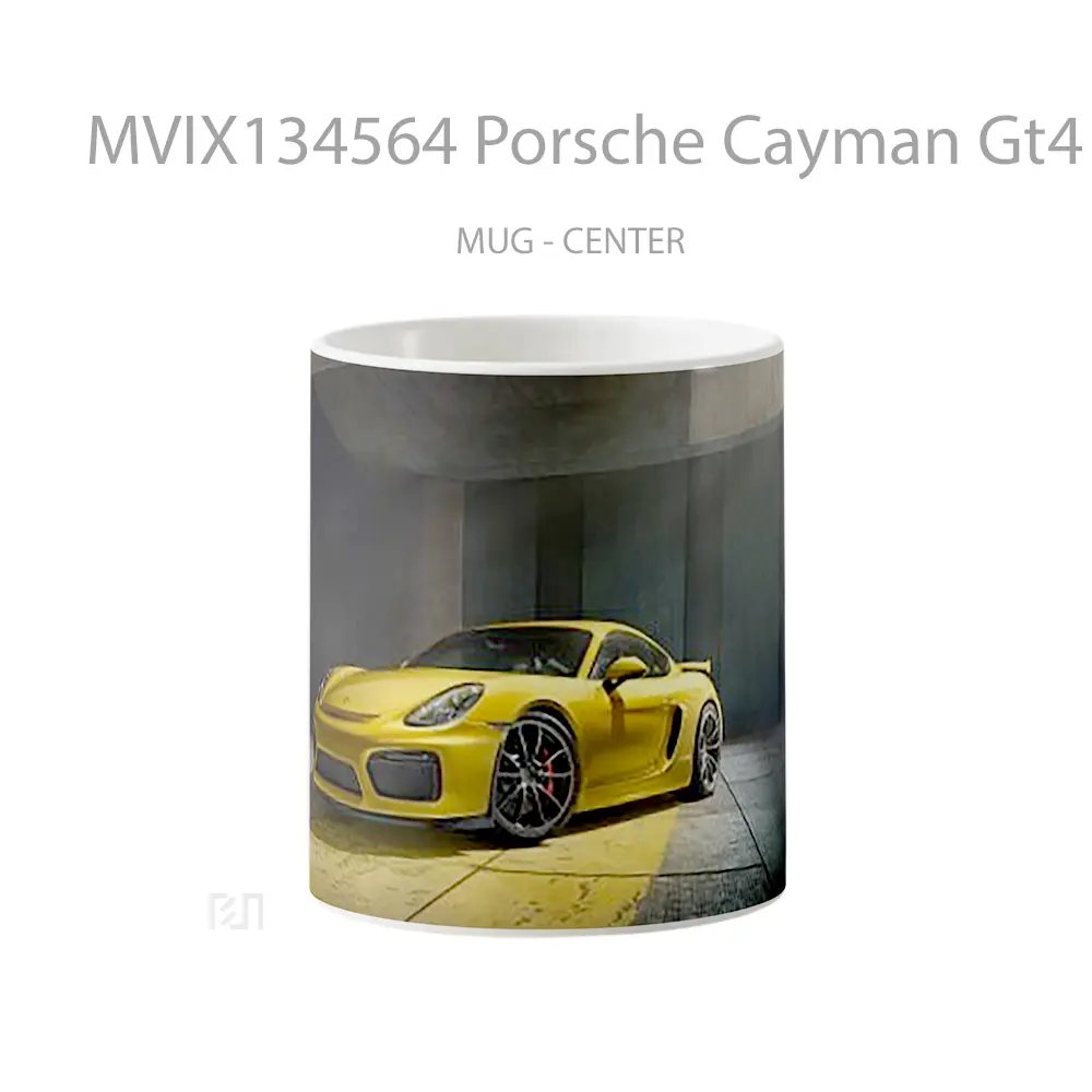 Mug Porsche Cayman Gt4 Yellow Cangkir Mobil