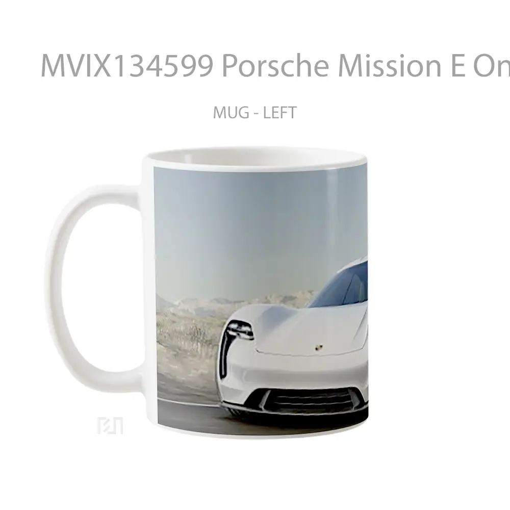 Mug Porsche Mission E On A Highway Cangkir Mobil - All-side / Desain