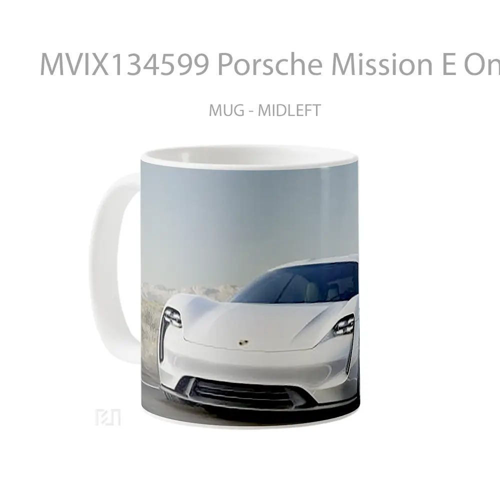 Mug Porsche Mission E On A Highway Cangkir Mobil - All-side / Desain