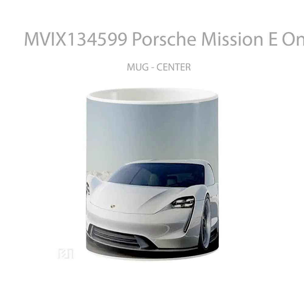 Mug Porsche Mission E On A Highway Cangkir Mobil