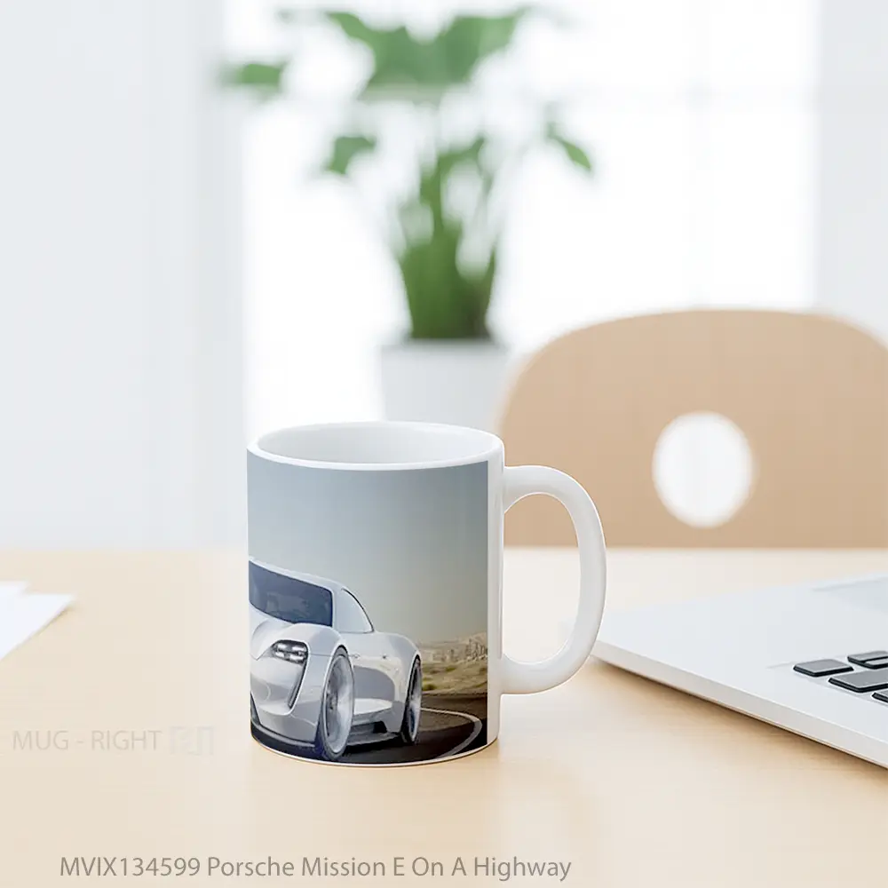 Mug Porsche Mission E On A Highway Cangkir Mobil - All-side / Desain