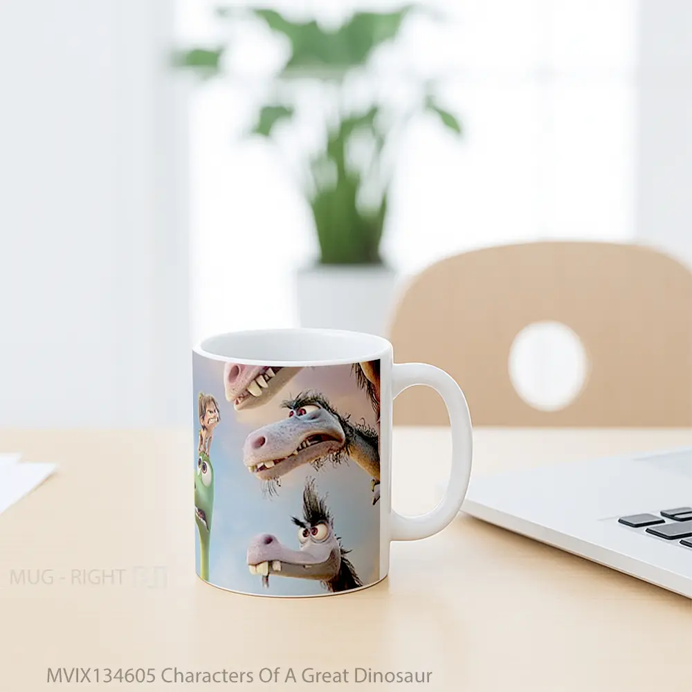 Mug Characters Of A Great Dinosaur Gelas Keramik Unik - All-side / Desain