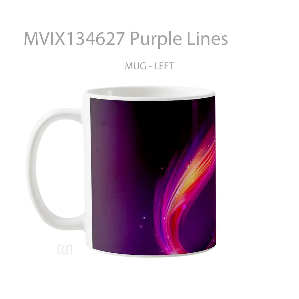 Mug Purple Lines Gelas Keramik Unik - All-side / Desain