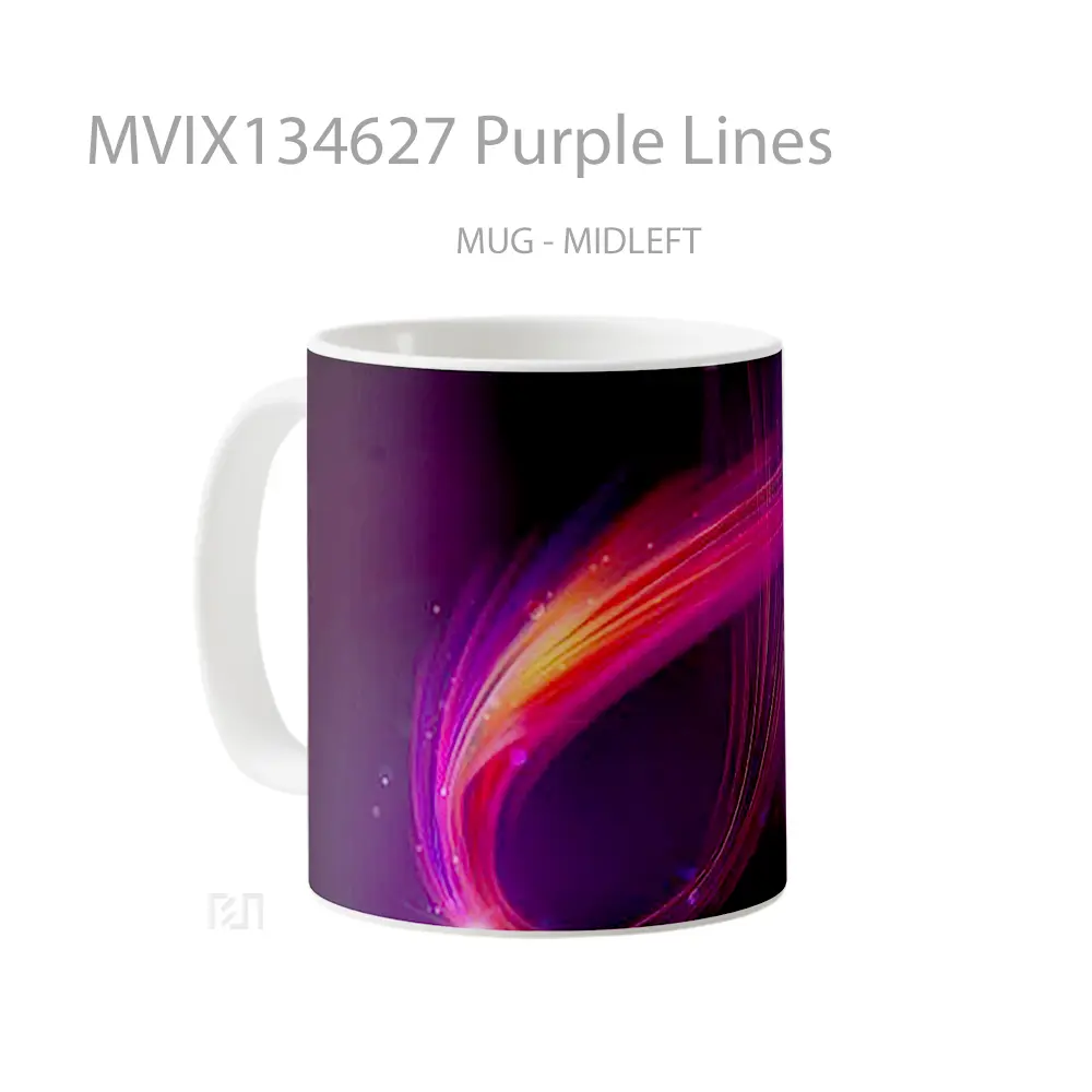 Mug Purple Lines Gelas Keramik Unik - All-side / Desain