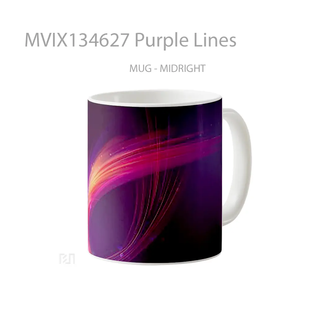 Mug Purple Lines Gelas Keramik Unik - All-side / Desain