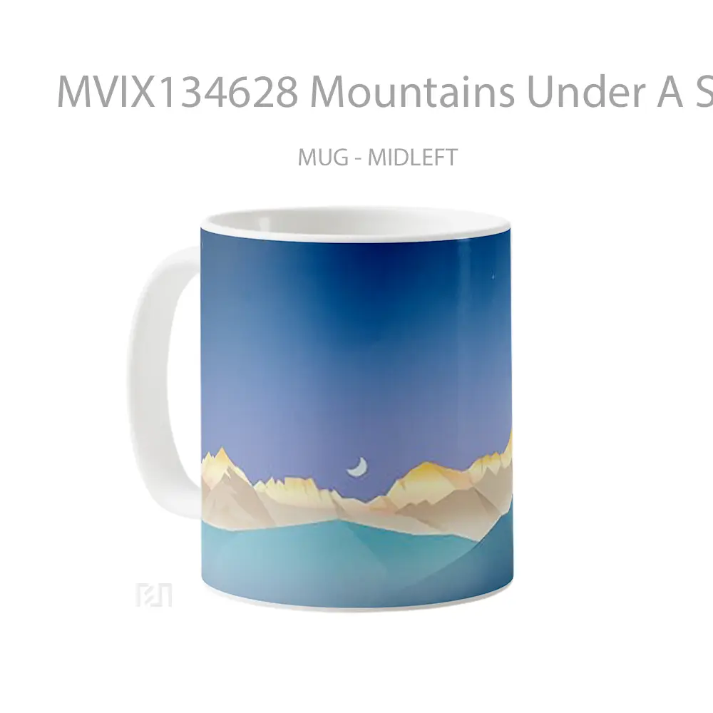Mug Mountains Under A Starry Sky Gelas Pemandangan Alam - All-side / Desain