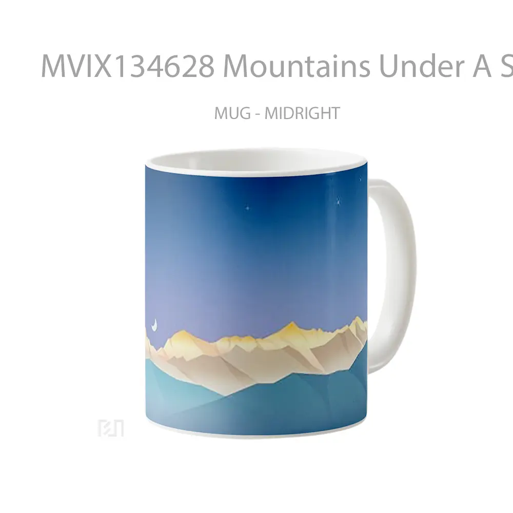 Mug Mountains Under A Starry Sky Gelas Pemandangan Alam - All-side / Desain