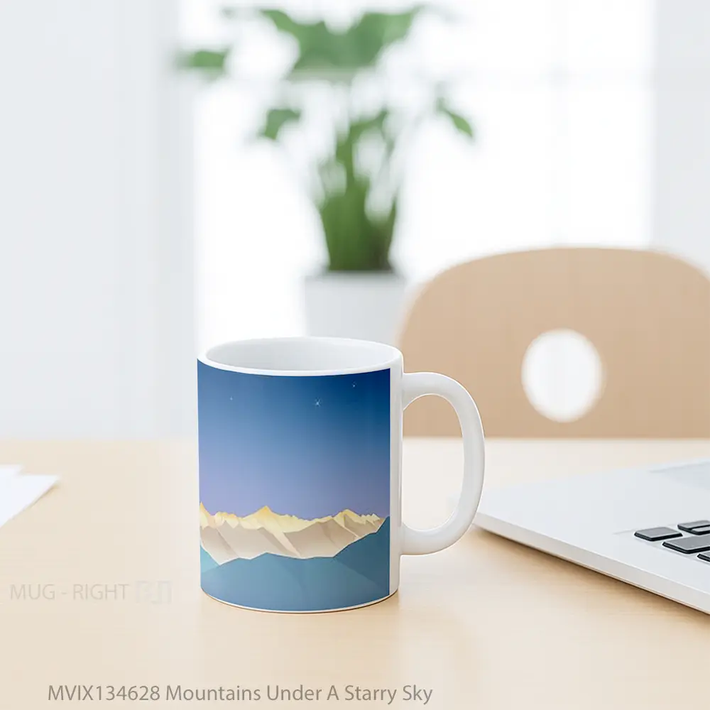 Mug Mountains Under A Starry Sky Gelas Pemandangan Alam - All-side / Desain