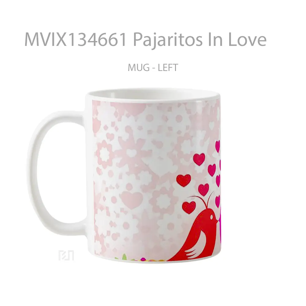 Mug Pajaritos In Love Gelas Keramik Unik - All-side / Desain