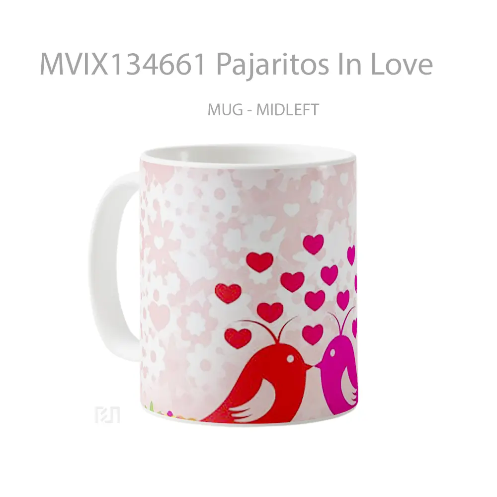 Mug Pajaritos In Love Gelas Keramik Unik - All-side / Desain