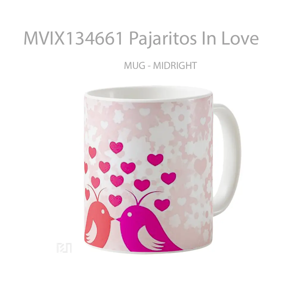 Mug Pajaritos In Love Gelas Keramik Unik - All-side / Desain