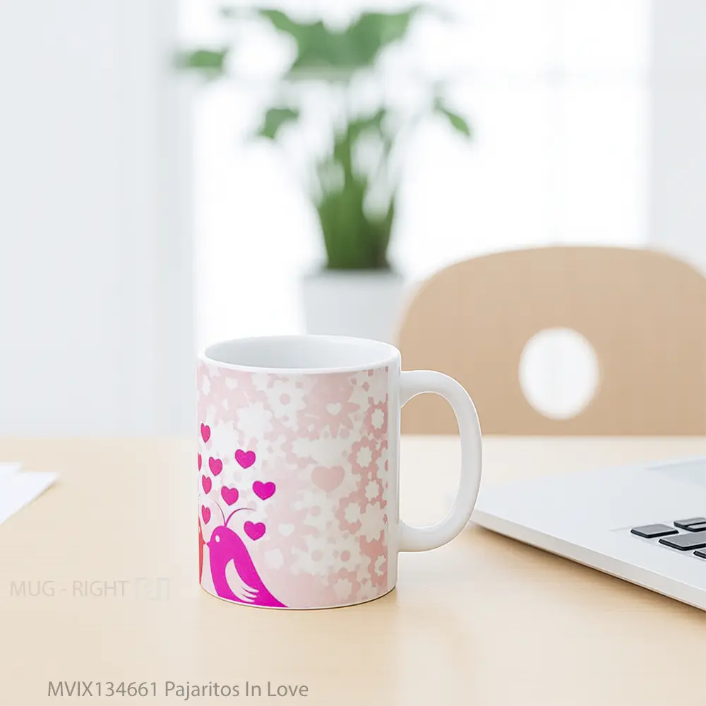 Mug Pajaritos In Love Gelas Keramik Unik - All-side / Desain
