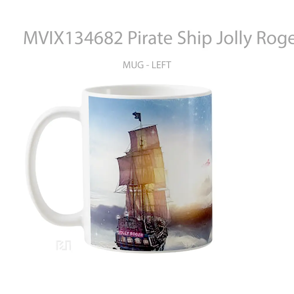 Mug Pirate Ship Jolly Roger De Pan Gelas Keramik Unik - All-side / Desain