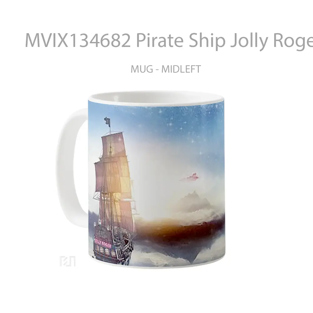 Mug Pirate Ship Jolly Roger De Pan Gelas Keramik Unik - All-side / Desain