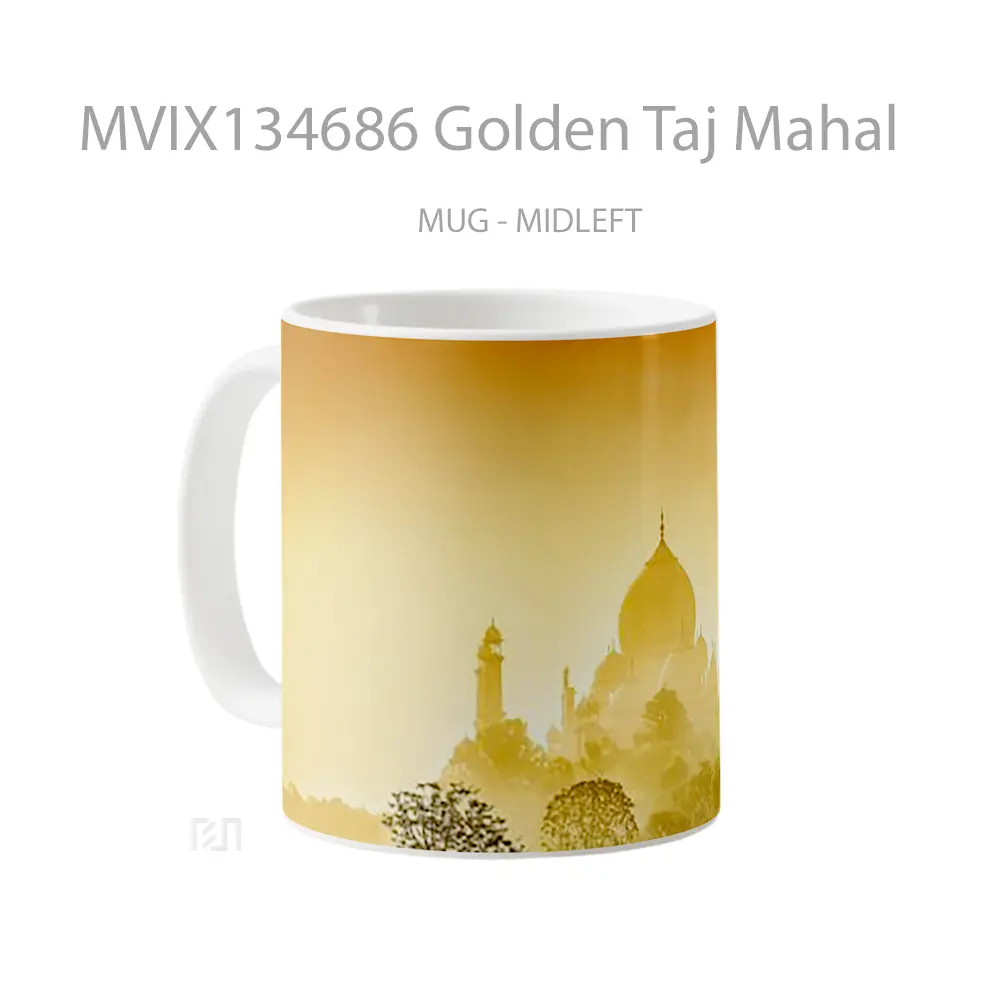 Mug Golden Taj Mahal Gelas Keramik Unik - All-side / Desain