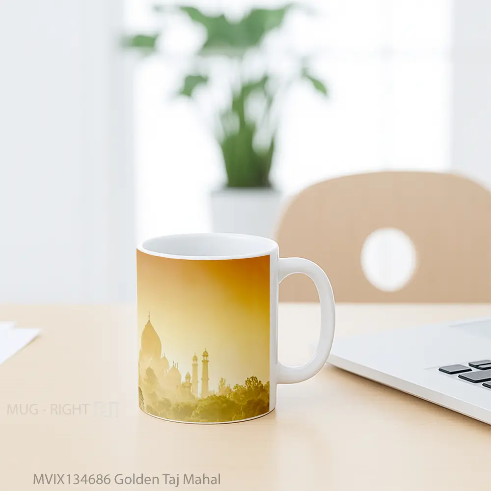 Mug Golden Taj Mahal Gelas Keramik Unik - All-side / Desain
