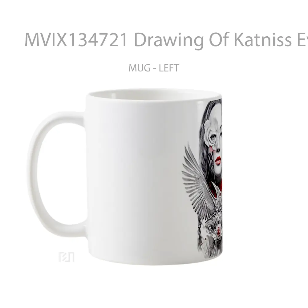 Mug Drawing Of Katniss Everdeen As A Mockingjay Gelas Keramik Unik - All-side / Desain