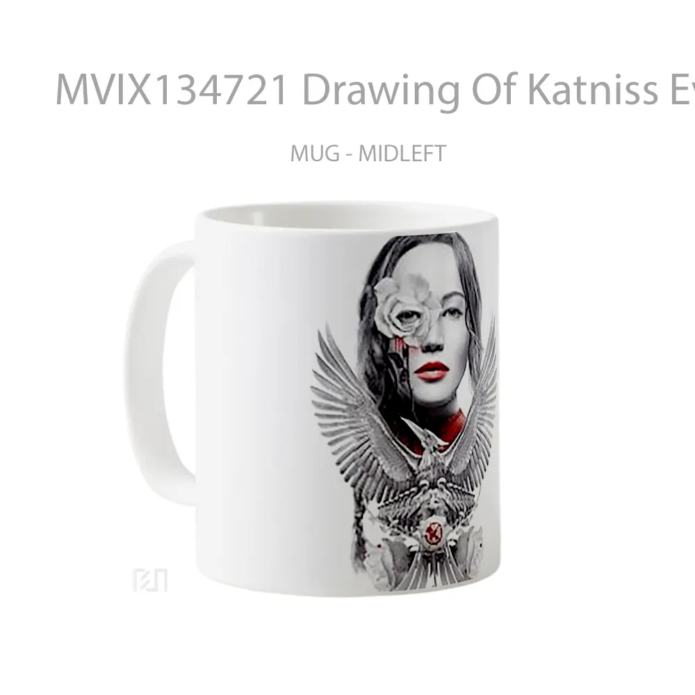 Mug Drawing Of Katniss Everdeen As A Mockingjay Gelas Keramik Unik - All-side / Desain