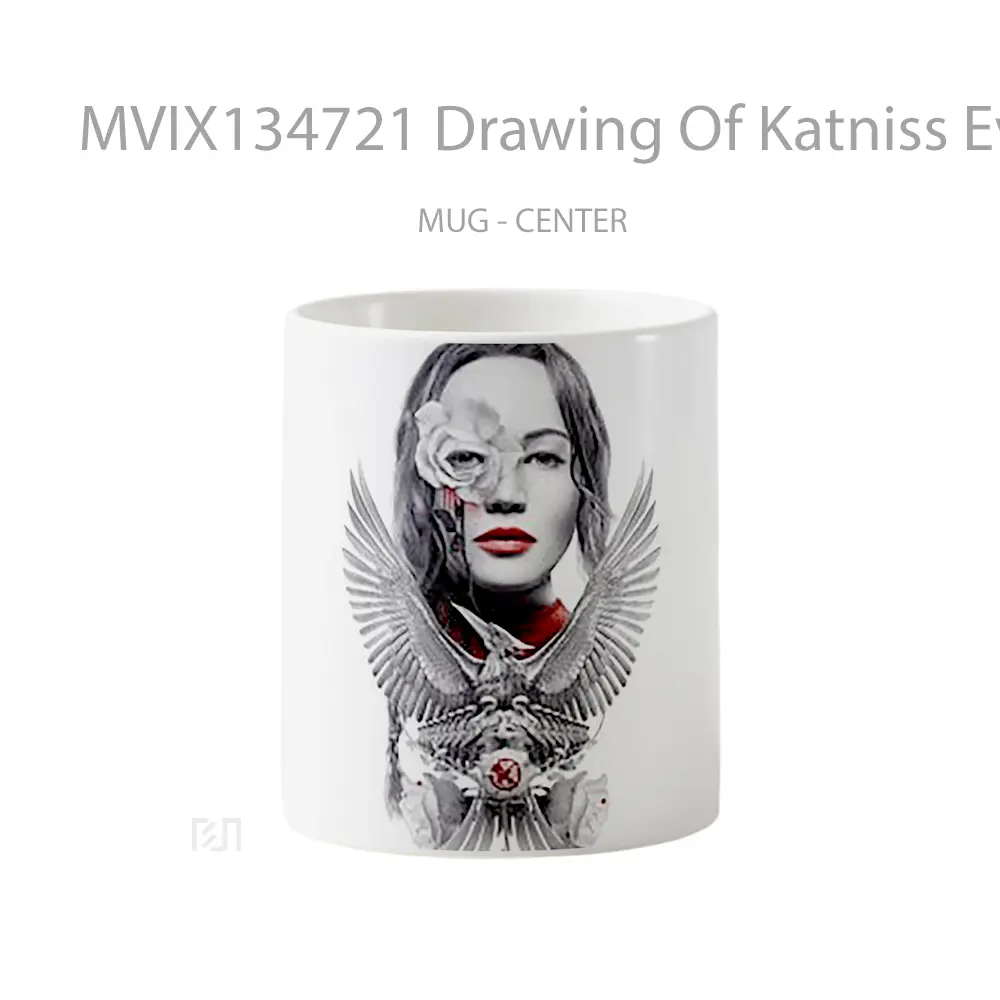 Mug Drawing Of Katniss Everdeen As A Mockingjay Gelas Keramik Unik