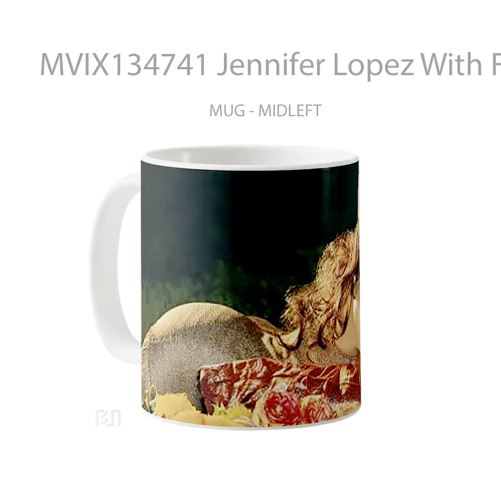 Mug Jennifer Lopez With Flowers Gelas Selebriti - All-side / Desain