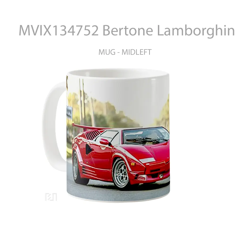 Mug Bertone Lamborghini Countach Red Cangkir Mobil - All-side / Desain