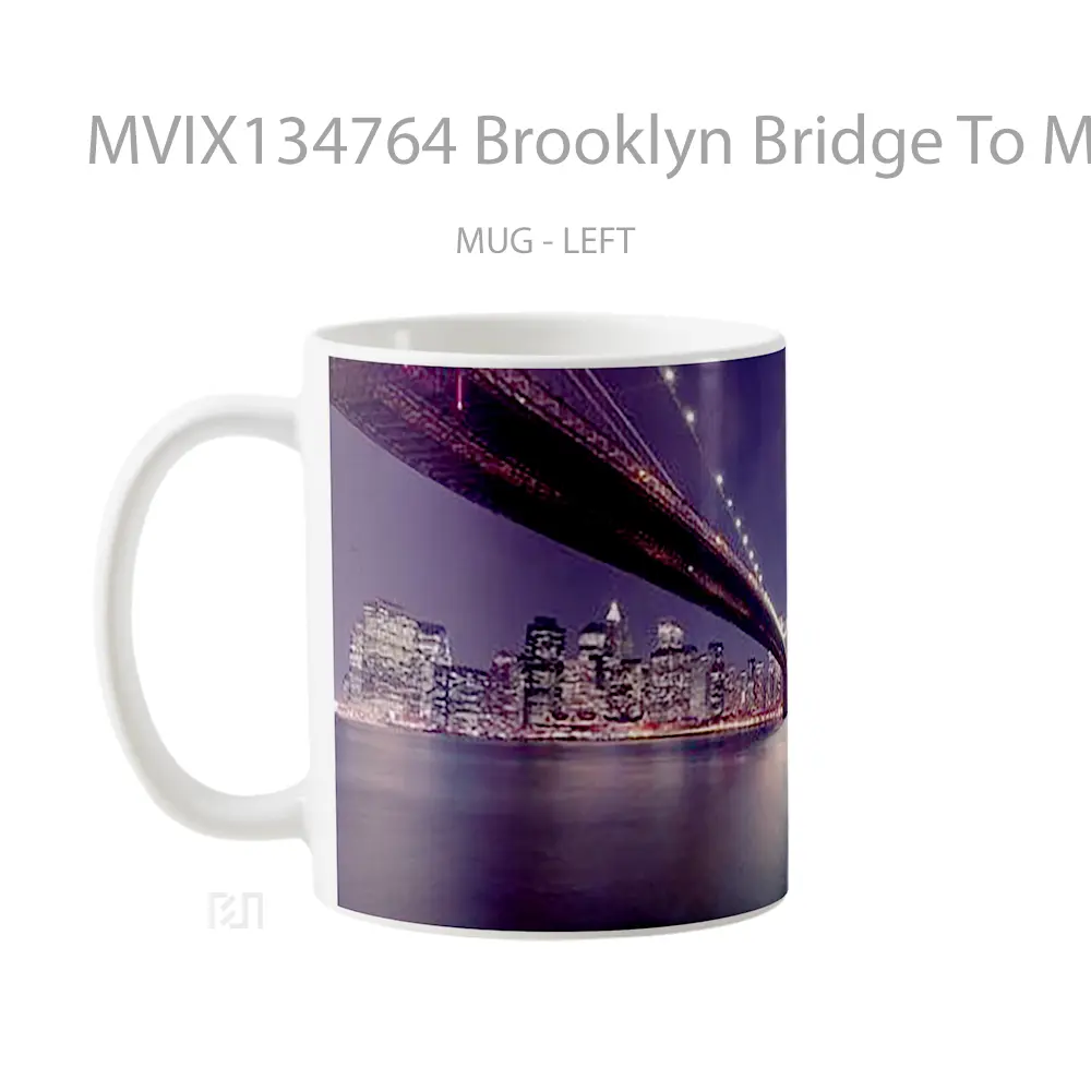 Mug Brooklyn Bridge To Manhattan In New York Gelas Keramik Unik - All-side / Desain
