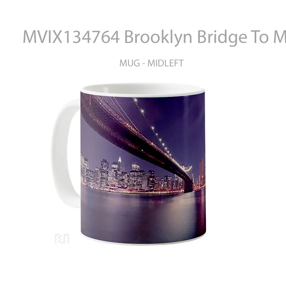 Mug Brooklyn Bridge To Manhattan In New York Gelas Keramik Unik - All-side / Desain