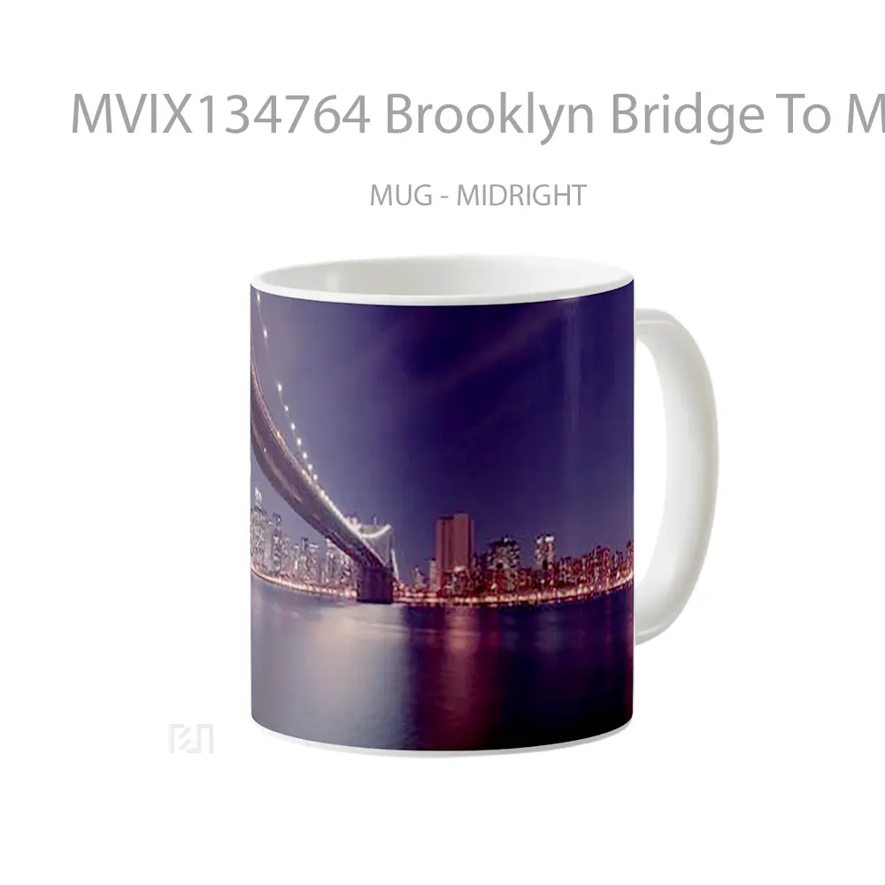Mug Brooklyn Bridge To Manhattan In New York Gelas Keramik Unik - All-side / Desain