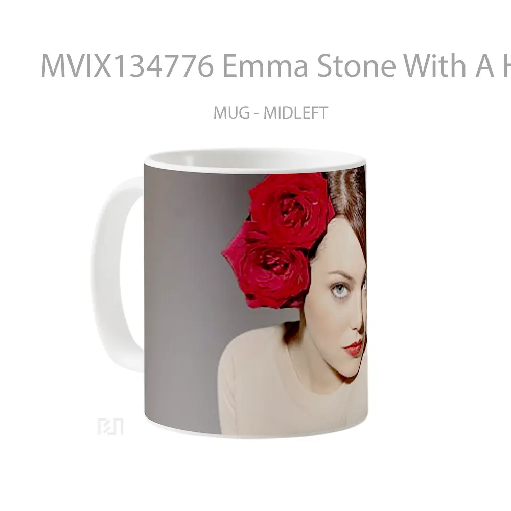 Mug Emma Stone With A Headdress Of Roses Gelas Selebriti - All-side / Desain