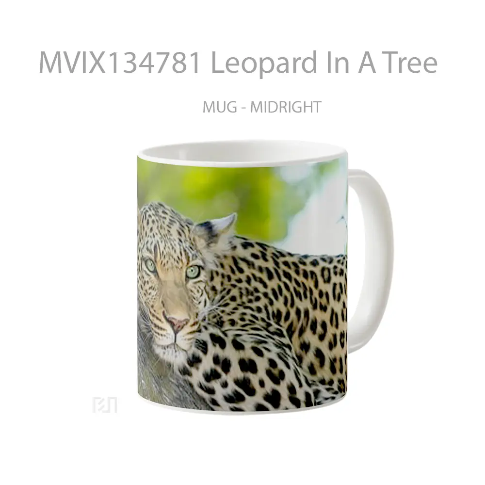 Mug Leopard In A Tree Gelas Pemandangan Alam - All-side / Desain