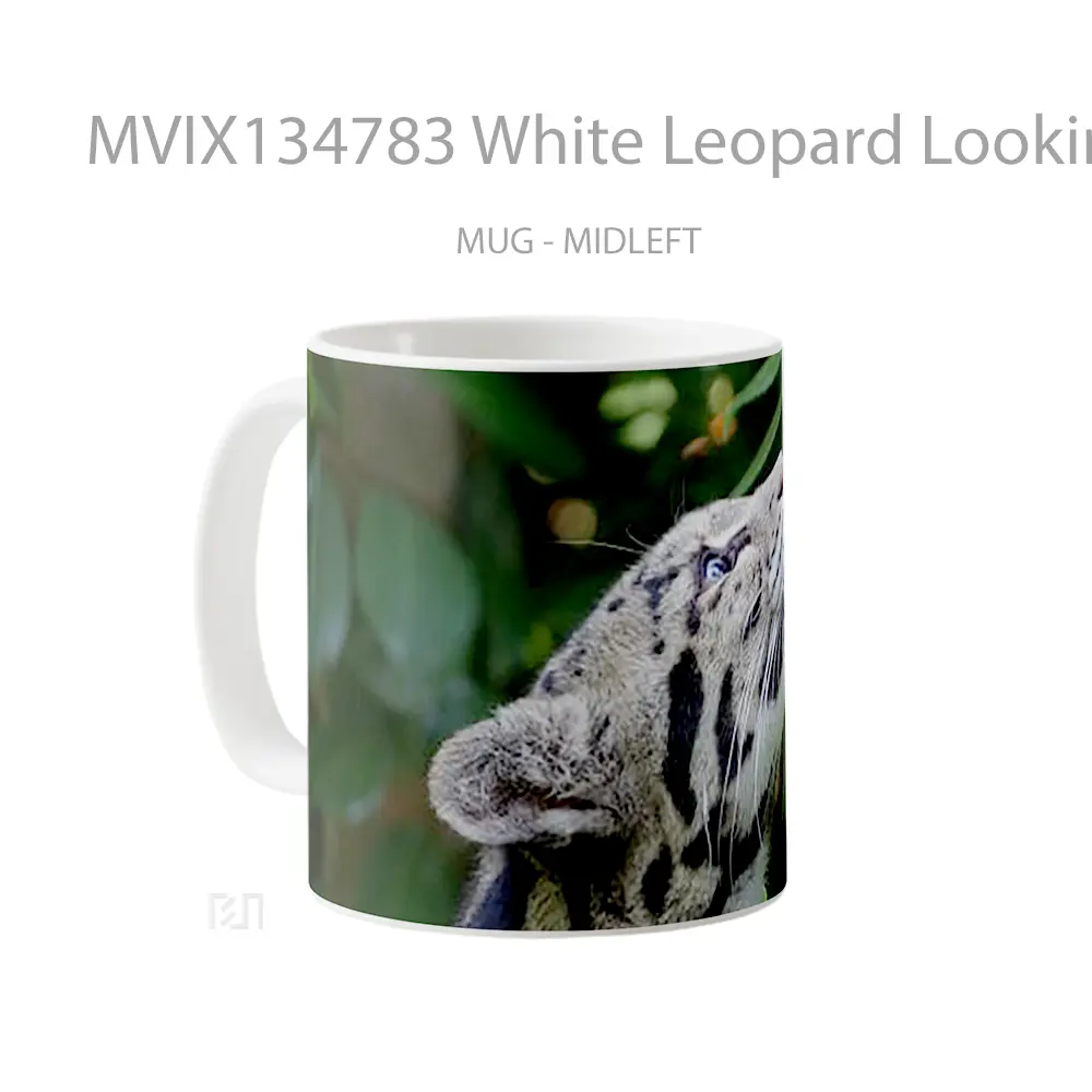 Mug White Leopard Looking Up Gelas Keramik Unik - All-side / Desain