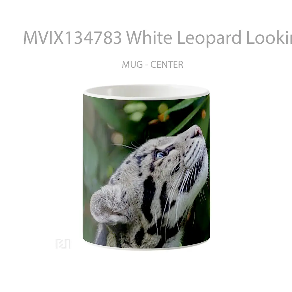 Mug White Leopard Looking Up Gelas Keramik Unik